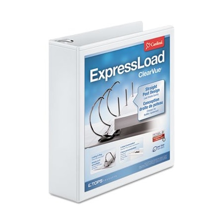 Cardinal Brands Cardinal, EXPRESSLOAD CLEARVUE LOCKING D-RING BINDER, 3 RINGS, 2in CAPACITY, 11 X 8.5, WHITE 49120